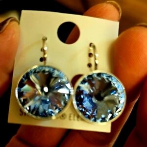 NEW! Swarovski Element Earrings. Aqua Blue. Work. Party. Weddings. Leverback